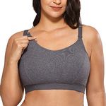 Gratlin Women's Nursing Bras Maternity Plus Size Breastfeeding Cotton Sleep Nursing Sports Bra Charcoal Heather S