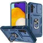 Konyaoo Samsung Galaxy A13 Case, Heavy Duty Rugged 3 in 1 Camera Protector with 360 Degree Swivel Ring Stand Cover, Compatible with Samsung Galaxy A13 - Blue