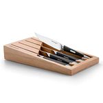 linoroso Steak Knives Set of 4 Sharp Forged German Stainless Steel Semi Serrated Steak Knife Set with Exquisite Beech Wood Knifes Block Ergonomic Handle - MAKO series