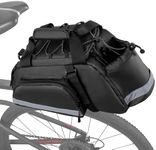 GRAOSO Waterproof Bike Rear Rack Bag, Pannier Bags for Bicycles with 12L Capacity, Bike Trunk Cooler Bag with Reflective Strips, Reinforced Handle and Removable Shoulder Strap, Black