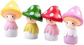 MAOMIA Fairy Mushroom Doll Figurines 4 Pcs Miniature Fairy Garden Micro Landscape Mini Dollhouse Garden Decoration Outdoor Decoration