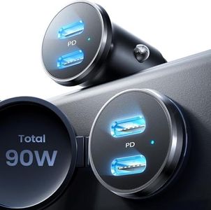 LISEN 90W Ultra Rapide Allume Cigare USB C【Titanium Durable & 2 Ports PD3.0 】 Chargeur Allume Cigare USB C, Chargeur Voiture Rapide pour Galaxy S25 S24 Ultra iPhone Air 17 16 15 Pro Max Plus iPad