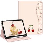 FINTIE Case Compatible with iPad 10th Generation (2022) 10.9 Inch, Multi-Angle Viewing Protective Stand Cover with Pencil Holder & Pocket, Auto Sleep/Wake, Coquette Cherries