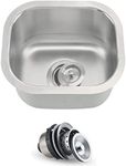 ORLANDO 13 x 13 inch Small Bar Sink Undermount Single Bowl Stainless Steel 18 Gauge Kitchen Sink with Basket Strainer