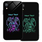 Personalised Case for iPhone XR, Slim Anti Scratch Glass panel with shockproof TPU Rims | Glow in the Dark Case | Custom Phone Case-Awesome Gamer