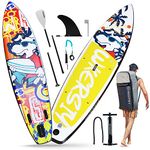 Lixada Inflatable Stand Up Paddleboards SUP Surfboard 6 Inch Thick Surf Set with Paddleboard Surf Fin Coiled Leash Inflator Pump and Carry Bag,Board Size: 320 * 79 * 15cm, Max Bearing Weight:330lbs
