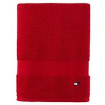 Tommy Hilfiger Modern American Solid Bath Towel, 30 X 54 Inches, 100% Cotton 574 GSM (Chinese Red)