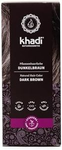 khadi Dark brown plant hair colour, hair colour for deep, shiny dark brown to strong black brown, natural hair colour 100% plant-based, natural and vegan, natural cosmetics, 100 g