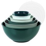 BoxedHome BPA Free Plastic Round Mixing Bowl with Lids, 12 Pack Nesting Bowls with Lids Set, Microwave and Dishwasher Safe Prep & Serving Bowls Great for Mixing, Baking, Serving (Green, 12pcs)