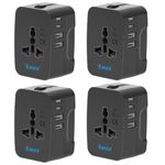 OREI 5 in 1 Universal Travel Adapter with Type C - International Travel Adapter - 2X USB-A and 2X USB-C (3.4A) - Universal Socket for USA, UK, Europe & More – CE, FCC Certified – 4 Pack