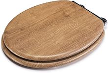 Croydex Ontario Flexi-Fix Wooden Toilet Seat with Patented V Plate Adjustable Hinges, Quick Release, Anti-Bacterial, Rust and Stain-Free Chrome Plated Hinge Covers, Toilet Seat Soft Close