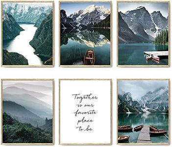 HoozGee Photography Art Prints Travel Natural Landscape Set of 6 Mountain Boat Canvas Poster Print Wall Art Pictures Beautiful Living Room Decor Home Decor (11"x14" UNFRAMED)