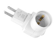 Borju Plug in Light Socket, Outlet to Socket Adapter, 360° Rotatable Plug with On/Off Switch, ETL Listed, White