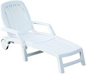 YITAHOME Outdoor Folding Chaise Lounge Chair with 6 Adjustable Backrests, Foldable Poolside Lounger with Wheels, Plastic Recliner for Patio, Beach,Easy Assembly, Lightweight, Waterproof, White