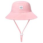 HSYZZY Baby Sun Hat Smile Face Toddler UPF 50+ Sun Protective Bucket hat Nice Beach hat for Baby Girl boy Adjustable Cap - Pink - 2-4 Years