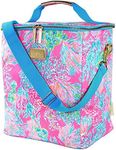 Lilly Pulitzer Insulated Wine Carrier, Soft Cooler with Adjustable/Removable Strap and Double Zipper Close, Holds up to 4 Bottles of Wine, Seaing Things