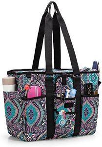 LoDrid Teacher Bag with Bottom Padded Pad, Large Teacher Organizer Tote Bag for Work, Teacher Utility Bag with Multiple Pockets Features, Teacher Bags and Totes for Work, Totem, Bag Only