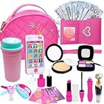 Play Purse for Little Girls, Toddlers Purse with Pretend Makeup Toys, Gifts for 3 4 5 6 Year Old Girl