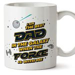 MUGFFINS Father/DAD Mug - in English - Best Family in The Galaxy The Force is with Me - Funny Gift for Father's Day - Ceramic 11oz Mug