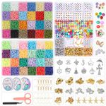 OCARDI Friendship Bracelet Making Kit - 10800+Pcs Polymer Clay&Glass Seed Beads,24 Colors Each, Letter&Bracelet Beads for Jewelry Making,Bracelet Making kit for Teen Girl Gifts