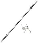 BODY MAXX 6 Feet Weight Straight Bar with 2 No Spring Locks, 25mm