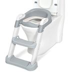 Albert Austin Kids Potty Training Ladder Potty Training Toilet Seat with Step Ladder Adjustable Height Toilet Training Seat with Guard Handles Foldable Potty Training Step Ladder (Grey)