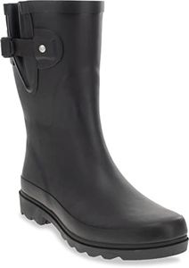 Western Chief Women Solid Mid Height Waterproof Rain Boot, Black Matte, 9