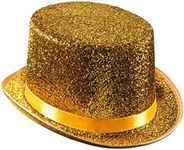 Dress Up America Top Hats for Adults - Shiny Tuxedo Hat for Men and Women - Costume Magician Hat, Gold, One Size