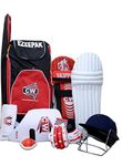 CW Premium Quality Cricket low density foam World Junior 7 Item Ezeepak without Cricket Bat Kit (Red, Black, White, 9-10 Years).