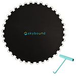 SkyBound Replacement Trampoline Mat, Fits 15ft Frames w/Spring Tool and Durable V-Rings, Bounce Safely with Extra Rows of Stitching - Jumping Mat for 15ft Round Trampoline - Fit 96 Springs & 7 Inches