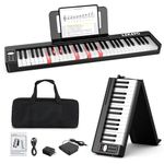 LEKATO 61 Key Folding Piano Keyboard, Semi-Weighted Keys Portable Electric Piano with Music Rest, Travel Bag, Piano Pedal, Bluetooth MIDI Amp for Beginner, Adults, Kids