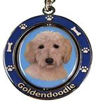 Goldendoodle Key Chain Spinning Pet Key Chains Double Sided Spinning Center with Goldendoodles Face Made of Heavy Quality Metal Unique Stylish Goldendoodle Gifts