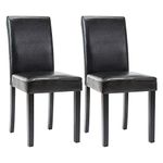 LSSPAID Dining Chairs, PU Leather Padded Dining Chair, Modern Solid Wood Kitchen Chairs, Set of 2, Black