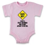 Pop Threads Back Off I Have A Crazy Grandma Gift for Mom Infant Baby Boy Girl Bodysuit Pink 18M, Infant | Pink, 18 Months