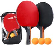 Symagalbst Table Tennis Bats, Professional Table Tennis Set Ping Pong Bats Set with 2 Paddle, 3 Table Tennis Balls and 1 Bag, Ideal for Beginners, Professionals Indoor Outdoor Play