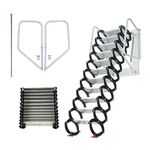 INTBUYING 9.8ft Attic Extension Loft Ladder Attic Loft Pull Down Ladder 12 Steps Wall Mounted Folding Step Ladder Stairs Mg-Al Alloy Pull Down from Wall Black