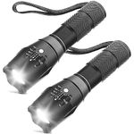 Kunova (TM) 2PCS Tactical Flashlight, Ultra Bright XML T6 LED Torch with 5 Light Modes & Adjustable Focus for Emergency Camping Hiking (2 Pack)