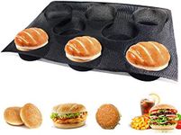 Hamburger Bun Pan, Mesh Silicone Hamburger Bun Mold, Non Stick Baking Pan for Making Buns, Great Perforated Bakery Molds for Gluten Free Buns(8 loaf, 17.1X12.2X1.6 inch)