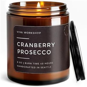 Cranberry Prosecco Natural Soy Wax Scented Candle for Home – Crafted in USA – Candle for Relaxing – Best Birthday Gift, Christmas Gift, Romantic & Anniversary Gift – Scented Candles for Women & Men