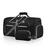 Felipe Varela Duffle Bag with Shoes Compartment and Adjustable Strap,Foldable Travel Duffel Bags for Men Women,Waterproof Duffel Bags, A Black, 65L, Foldable with Shoe Compartment