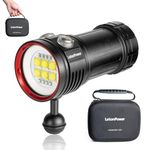 LetonPower Diving Flashlight, L24 12000Lumens Dive Light,100m Underwater Video Light, Scuba Dive Lights, Underwater flashlights with Type-C Charging for Professional Under Water Sports