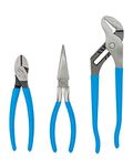 Channellock GS-4 Plier Set with Tongue and Groove, Diagonal, and Long Nose Plier, 3-Piece