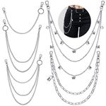 5 Pieces Jeans Chains Set Hip Hop Pants Chains Pocket Chain Butterfly Lock Star Pendant Belt Multi Layer Chains for Men Women, Classic Style, Medium