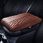 Automaze Center Console Arm-rest Cover Pad With Mobile Pocket Universal Fit for SUV/Truck/Car, Car Armrest Seat Box Cover, Leather Auto Armrest Cover (Brown)