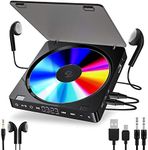 Gueray Portable CD Player with 1200mAh Rechargeable Battery Personal CD Player with Double 3.5mm Headphones Jack Touch Button Disc Walkman with Anti-Skip Protection for Children Car Home Travel