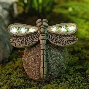 Rezpuao Garden Statue Dragonfly Solar Decor Outdoor