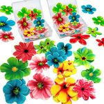 VEGCOO Edible Flower Cupcake Toppers, Set of 70 Pcs Mixed Size Flower Birthday Cake Toppers Multicolour, Family Cupcake Wedding Cake Birthday Party Food Decoration