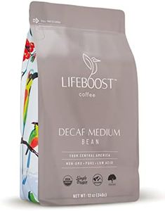 Lifeboost Coffee Medium Decaf Coffee Beans - Swiss Water Decaf Coffee - Low Acid Organic Decaf Coffee Beans - Third Party Tested For Mycotoxins & Pesticides - Whole Bean - 12 Ounces