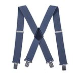 AWAYTR Men Utility Suspenders Adjustable Elastic - Heavy Duty 2 Inch Wide X Shape Strong Clip Suspender (Grey)