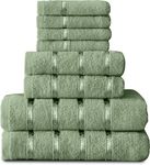 GC GAVENO CAVAILIA 8 Piece Egyptian Cotton Towels - Quick Dry Highly Absorbent Bathroom Towel Bale - (4 Face Towel + 2 Hand Towel + 2 Bath Towel) - Sage Green